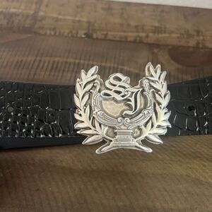 Sean John Vintage Men's Belt  Black Snakeskin Large‎ Stainless Steel Buckle 36"
